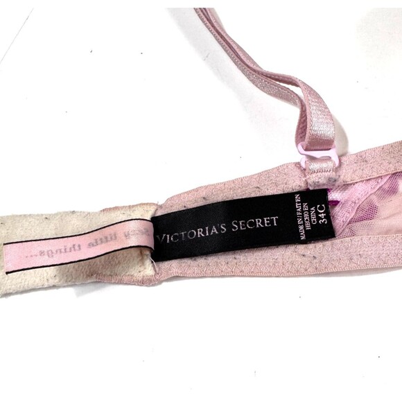 Victoria's Secret Sexy Little Thing 34C Bra Lite Pink Embroidered Underwire Y2K - Picture 9 of 10